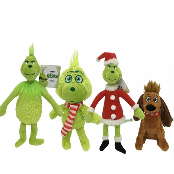 4pcs Navidad Monstruo De Pelo Verde Muñeca De Peluche Grinch