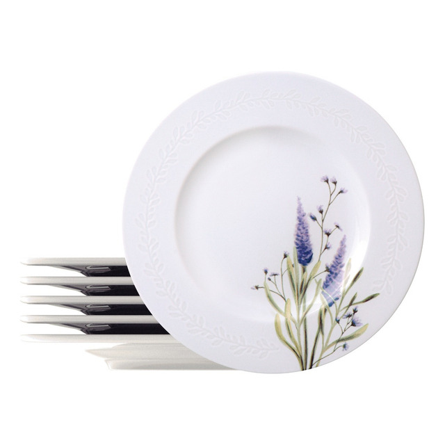 Kit Prato De Sobremesa Lilla Em Porcelana Decorada 21 Cm 6 Pçs Tramontina Kit Prato De Sobremesa Lilla Em Porcelana Decorada 21 Cm 6 Pçs Tramontina