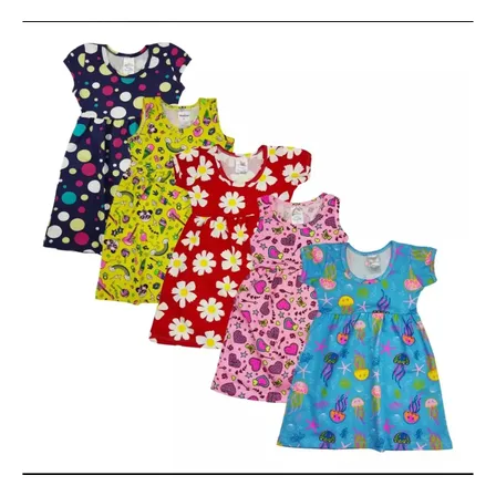 Kit 4 Vestido Infantil Menina Estampado Sortido 1 Ao 12