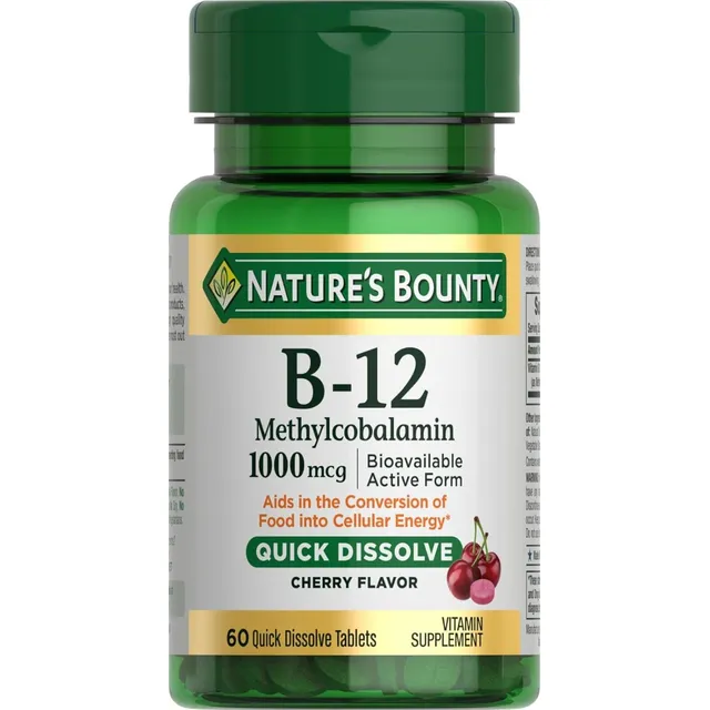 Metilcobalamina B12 1000 Mcg Nature's Bounty 60 Tabletas Cereza