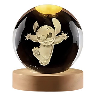 Luminária 3d Led Stitch Bola De Cristal De Mesa Abajur Luminária 3d Led Stitch Bola De Cristal De Mesa Abajur