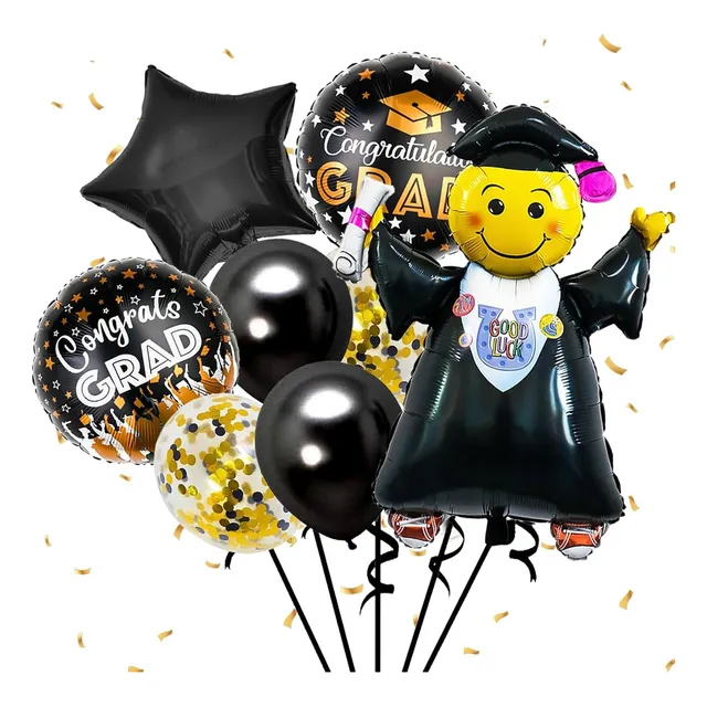 Globo Graduacion Birrete Diploma Gigante Latex Dorado