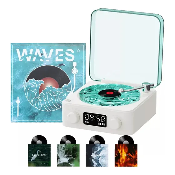 Altavoz Retro De Vinilo Con Reproductor De Discos Con Luces