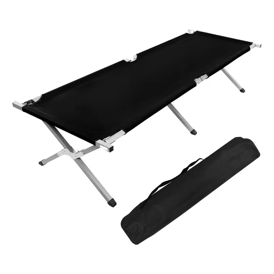 Catre Cama De Fierro Plegable Para Camping Playa Bolso Negro Negro