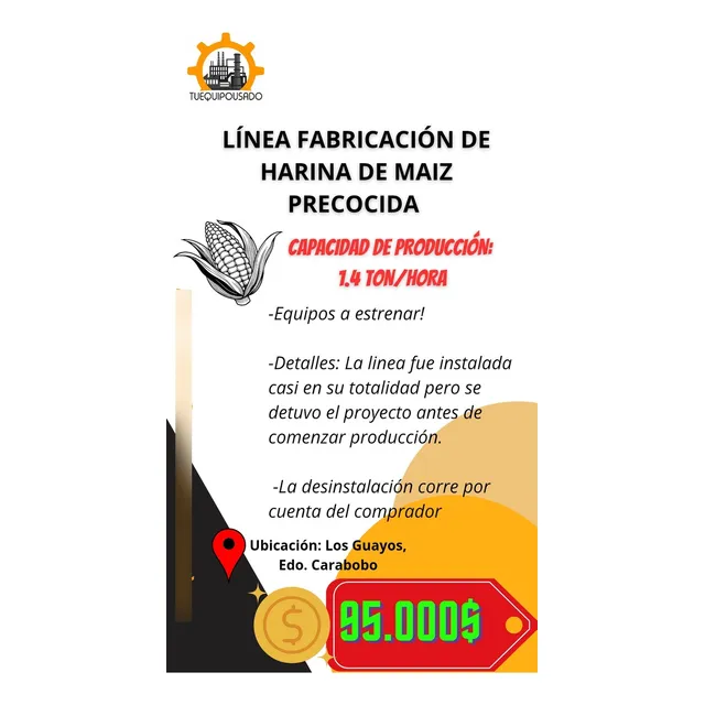 Linea Producción De Harina De Maíz Precocida 1.4 Ton X Hora