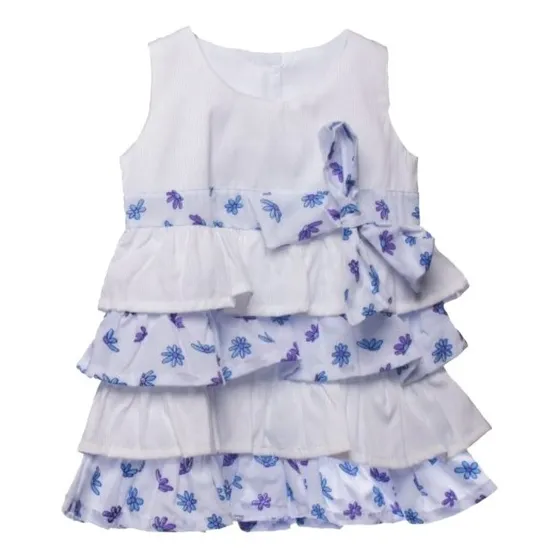 Vestido De Niñas Estampado Faralos Y Lazo Bambino Ref. 2417
