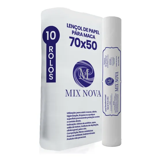 Lençol de Papel Descartável para Maca Modelo 70x50 Cx 10 rolos Mix Nova