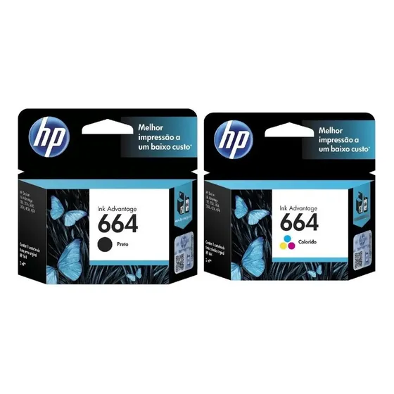 Kit Cartucho Hp 664 Preto E Color Para 4535 4675 3835 1115 2135 3635 2675 3775 3785 3787 3789