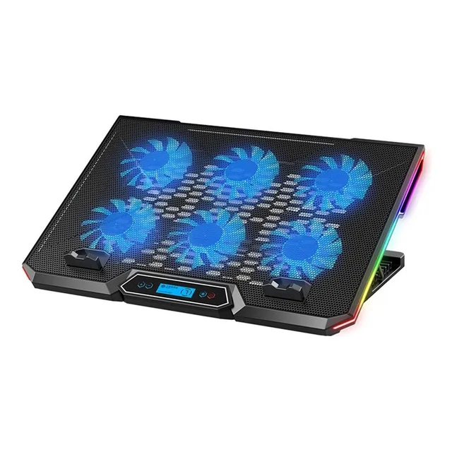 Base Ventilador Enfriador Notebook 6 Fans Lcd Rgb Hasta 17 Color 52049 SUB ZERO X6 Linkon Negro