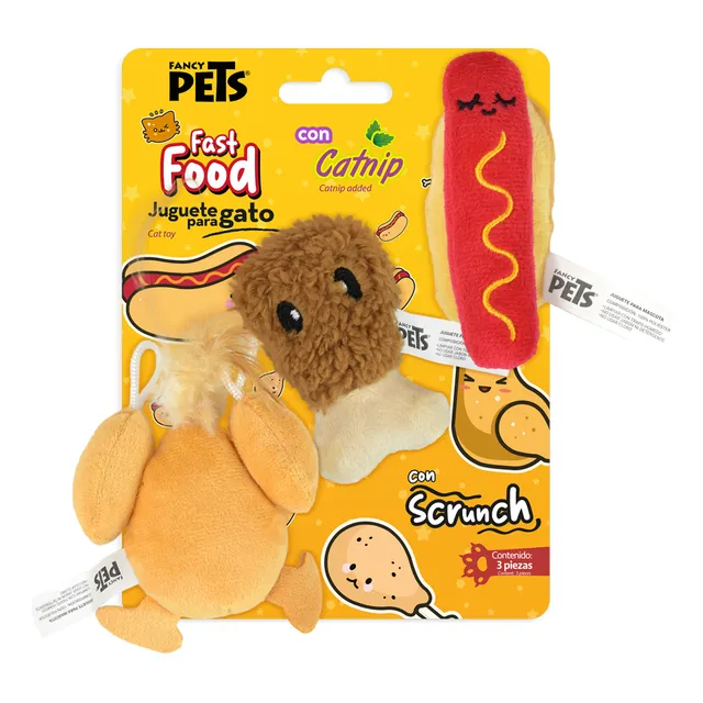 Kit Para Gato 3 Juguetes Con Catnip Juguete Gato Fancy Pets Color Comida Rapida