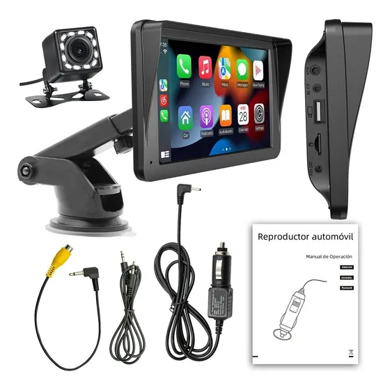 Auto Estéreo Pantalla compatible Con inalámbrico Carplay Android Auto Estéreo Portátil 7'' Táctil MirrorLink Bluetooth Cámara Adaptador De Encendedor Radio (FM) WiFi Hd Aux Tf Usb DSP Carsapro Negro
