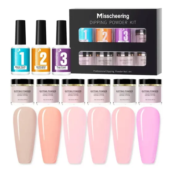 Kit Uñas Dipping Powder Acrilico En Polvo + Brocha