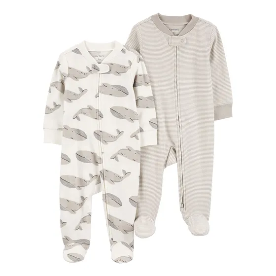Carter´s Pack 2 Osito Pijama Algodon Cierre Ballena