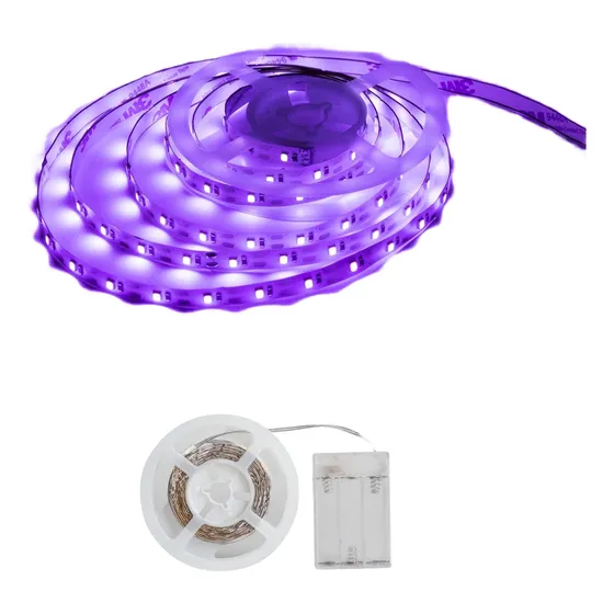 Tira Led Uv Luz Negra Fiestas Neon Alimentación A Pilas 2.5m