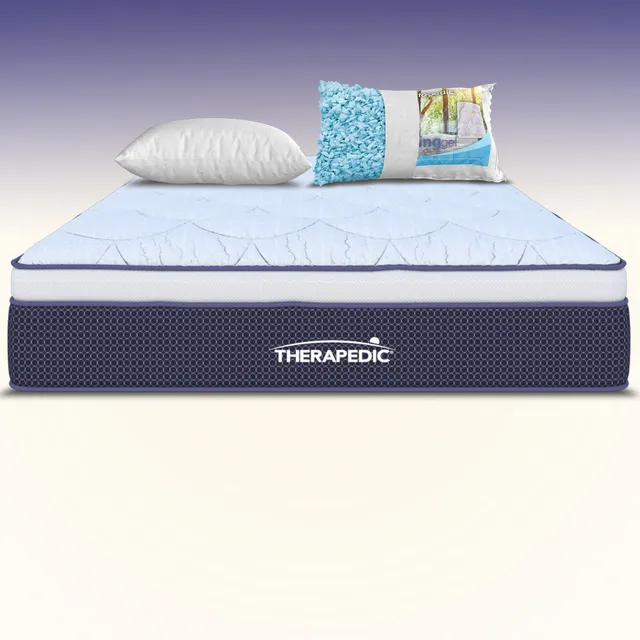 Colchón Queen Size Therapedic Balder Espuma Hipoalergénica Premium De Alta Densidad + 2 Almohadas Memory Foam
