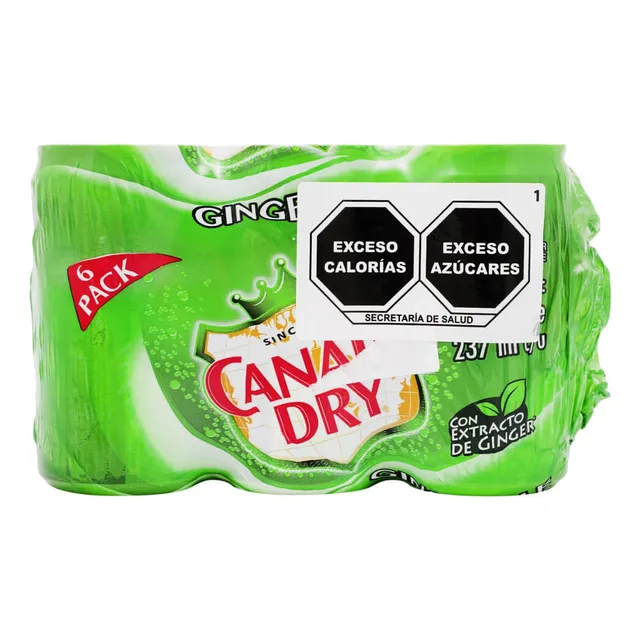 3 Pack Refresco Ginger Ale Canada Dry 237 Ml