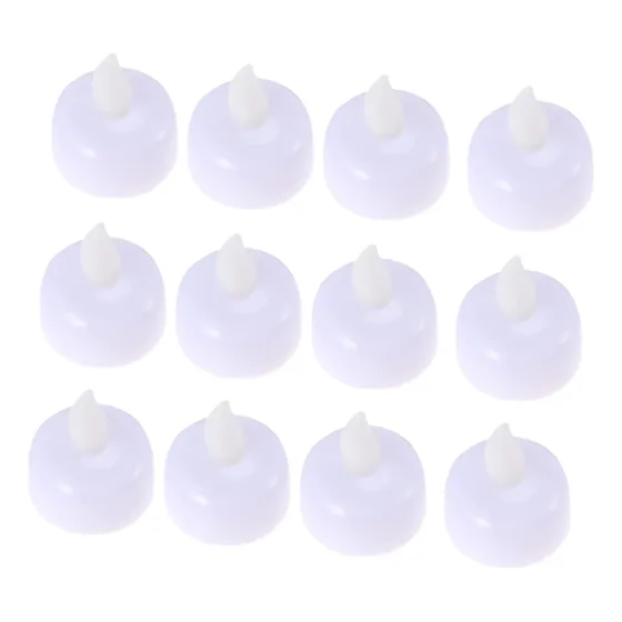 12 Luz Led Te Flotante Bateria Vela Electrica Falsa Blanca