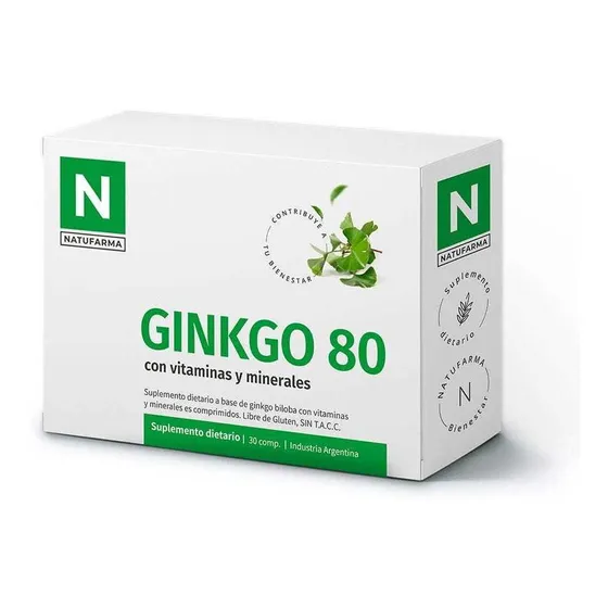 Natufarma Ginkgo Biloba 80 Circulacion Memoria X 30 Comp Sabor Sin sabor