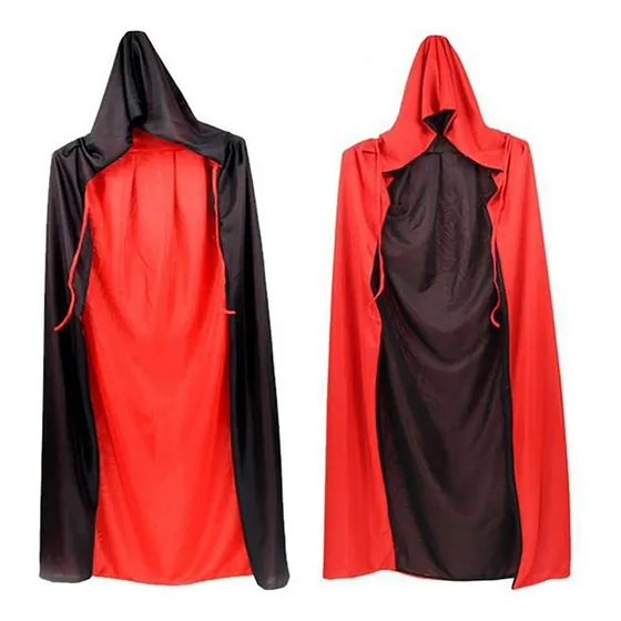 Capa De Bruxa Vampiro Drácula Dupla Face Com Gola Halloween