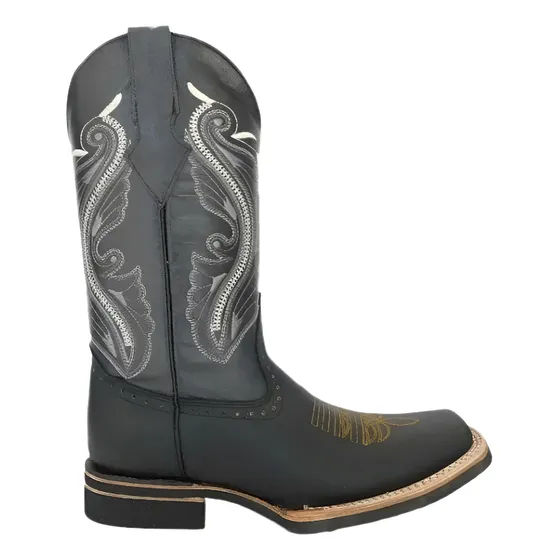 Bota Vaquera Hombre Rodeo Piel Bordada