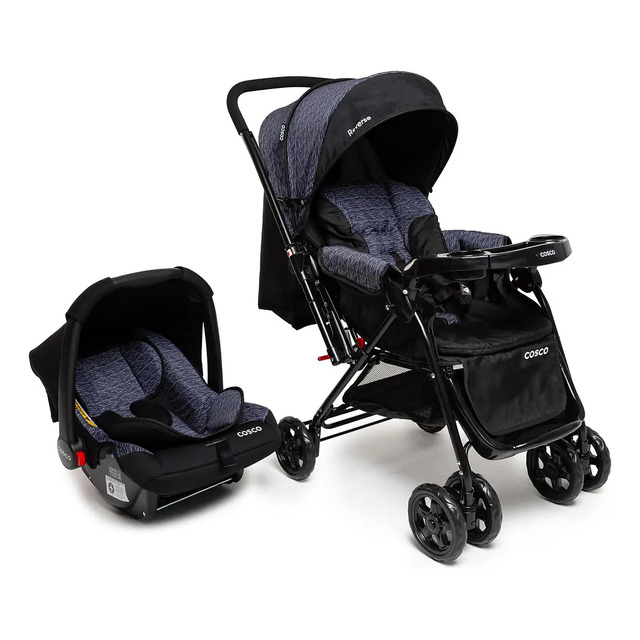 Travel System Duo, Cosco Kids, Reverse, 0 A 15kg, Preto Rajado