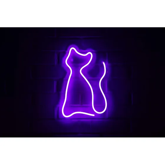 Letrero Estilo Neon Gato Grande Morado