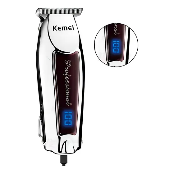 Maquina Barbear Cortar Cabelos Kemei-9164 127/220V C/visor Led Cor Vinho