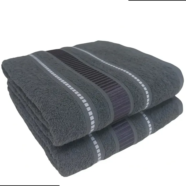 Toalha Banho Kit 02 Gigante Macia Banhão Grande 75x150 Cm Cinza Lisa