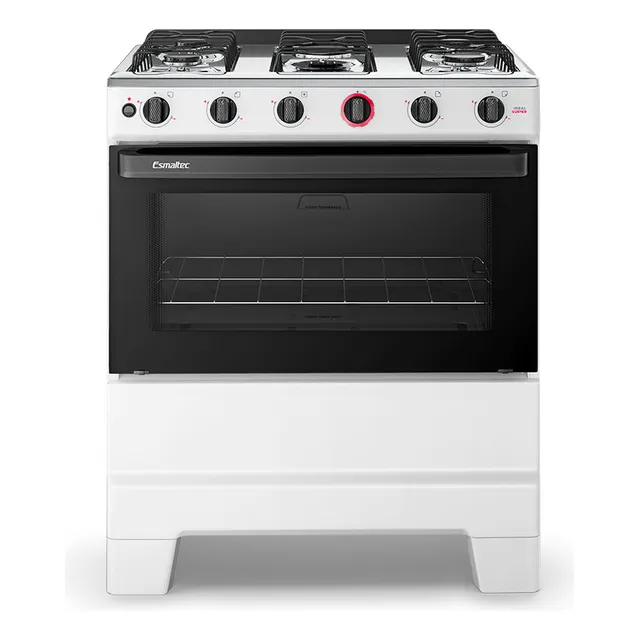 Fogão a Gás Mesa Inox Super Chama Forno 84L Limpa Fácil e Acendimento Automático IDEAL Super F5IAB Cor Branco 5 bocas 127/220V