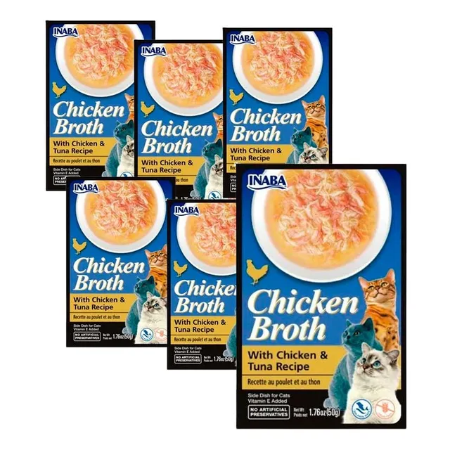 Inaba Churu Broth Pouch Gatos Sabor Pollo Y Atún 50gr X 6 Un