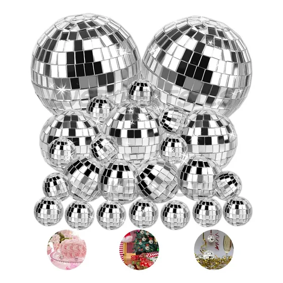 LUSIKEERTSILS Bola De Espejos Disco Retro Decoración 24pcs plateado