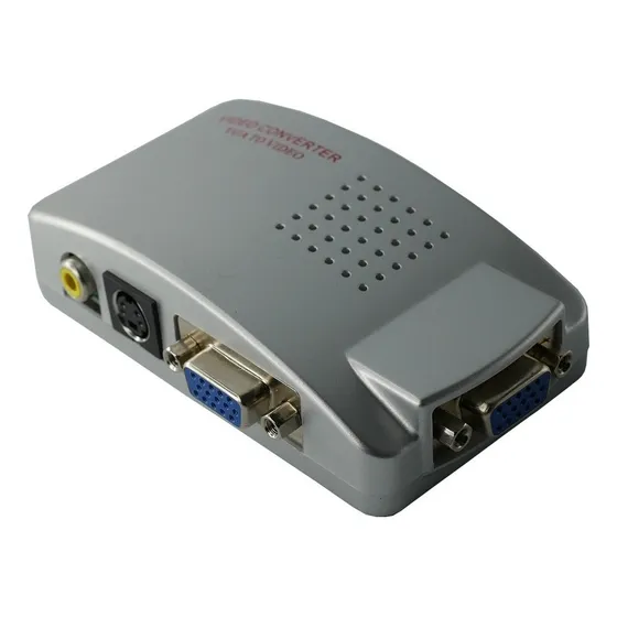 Adaptador Conversor VGA a Video RCA S-Video Duaitek Modelo VGA2VIDEO Color Gris