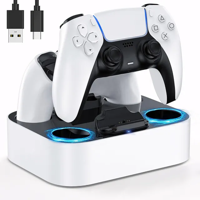 Gllai Cargador Para Controles De Ps5 Dualsense, Estacion De Carga Dual Para Controles De Playstation 5 Con Indicador Led Y Base Antideslizante
