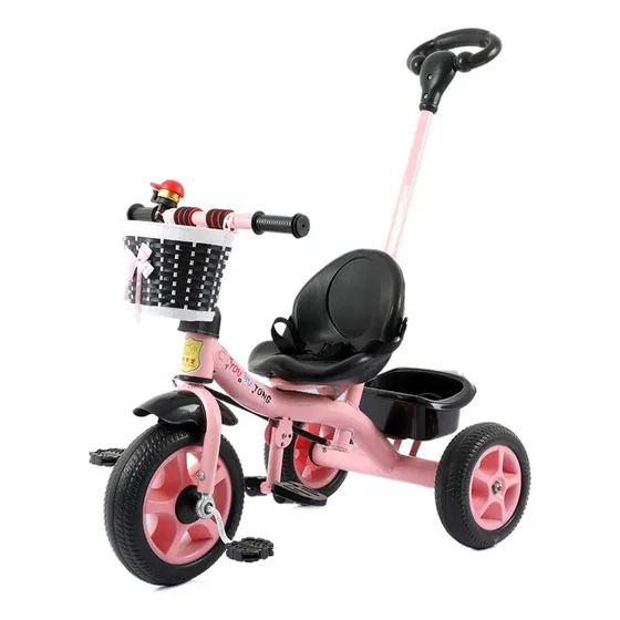 Triciclo Bici. Metálico Infantil 2 En 1 Con Cinturón Seg. Color Rosa