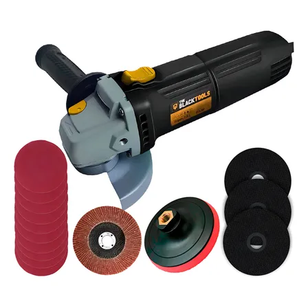 Esmerilhadeira Angular Profissional 4.1/2 Com Suporte Boina E Discos Bta780 The Black Tools Preto 220v 50/60hz
