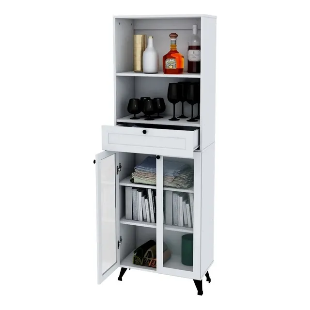 APARADOR MUEBLE ORGANIZADOR CAJON PUERTAS ESTANTE REGULABLE COLOR BLANCO