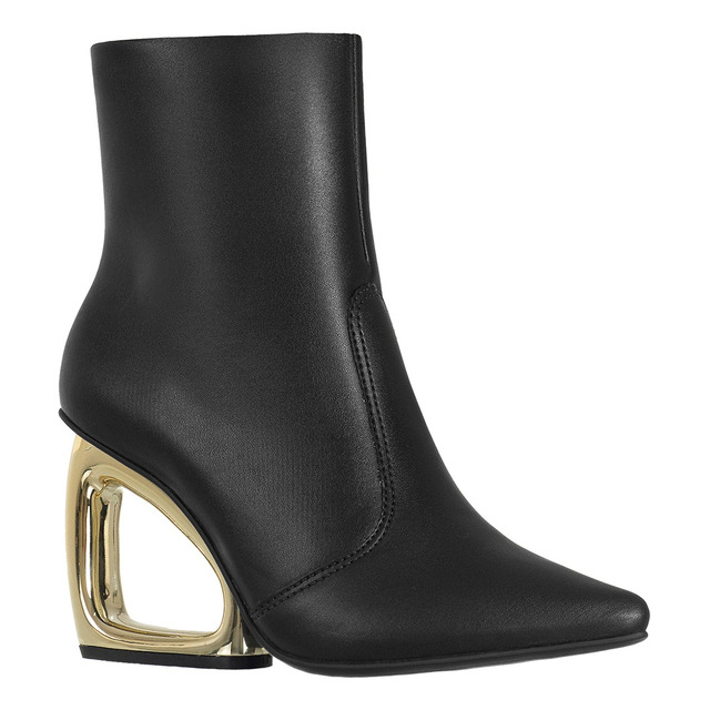 Bota Feminina Gigil Salto Metalizado Cano Curto Fashion Moda Bota Feminina Gigil Salto Metalizado Cano Curto Fashion Moda