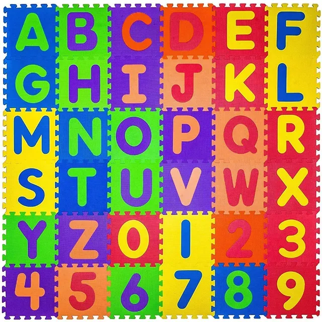 Alfombra Piso Goma Eva Infantil Niños Bebes Encastrables X10 Color Letras