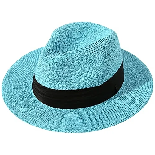 Sombrero De Paja Con Diseño Panamá De Ala Ancha Para Mujer