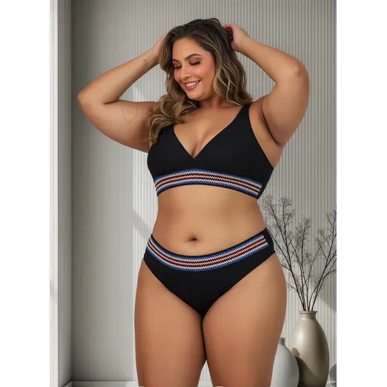 Bikini De Playa 2 Piezas Elastico De Colores Uv Lumiere 