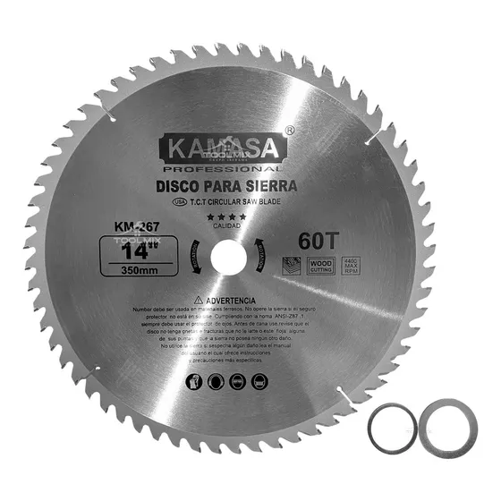 Disco Banco Sierra 14 Pulgadas X 60 Dientes Eje 350mm Plateado