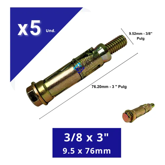 Ramplug Metalico 3/8 X 3 PuLG Anclaje Concreto Expansivo X5