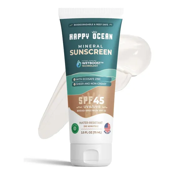 Spf 45 Protector Solar Mineral Biodegradable Para Rostro Y C