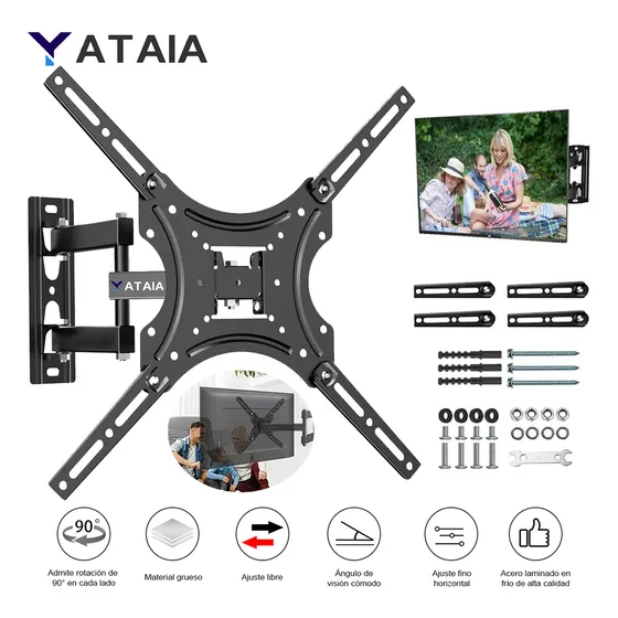 Yataia® X-400 Base Soportes De Pantalla Pared Tv 32 A 55 Pulgadas Vesa Soporta Hasta 55 Pulgadas 30kg Compatible Soporte Tv Universal Mural Para Televisión Monitor Inclinable Y Ajustable Color Negro