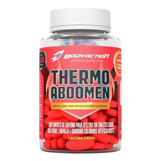 Suplemento Bodyaction  Thermo Abdomen Cafeína 240mg em pote 120 comprimidos