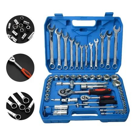 Kit Jogo Chave Combinada Soquete Catraca 61 Pcs Multiuso Azul
