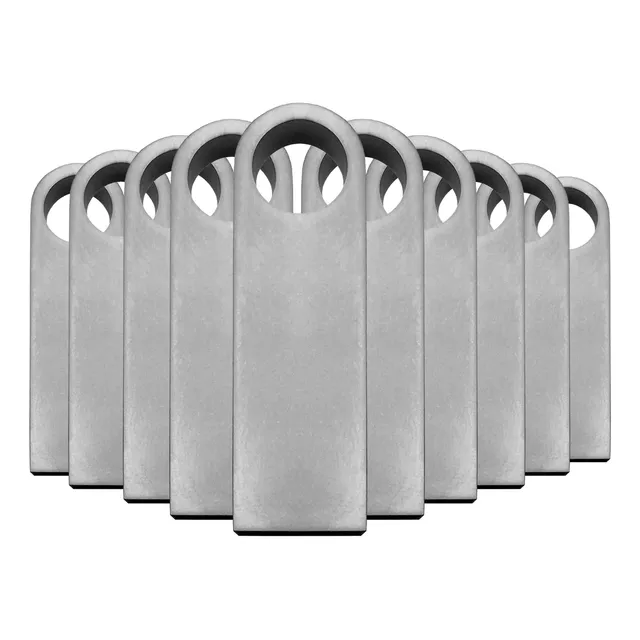 Kit De 10 Piezas Usb 16gb Metálica Plata Bulk Suelta Nueva