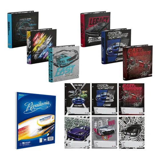 Kit Set Rapido Y Furioso Carpeta Nº3 Separ Rivadavia Mooving