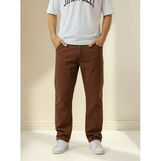 Pantalon Gabardina Ybr Jeans Mom Recto Hombre Chocolate