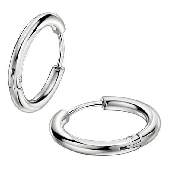 Set De Aros De Hombres Plata Aros Mujer Aros Argolla Acero